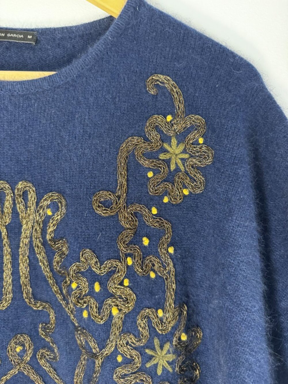 Purificacion Garcia Womens Poncho Layer Wool Sweater Blue Galaxy Detail - M - Picture 2 of 7